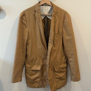 J. Crew Men’s Clayton Sportscoat Khaki Tan Beige Front Pockets Broken In Size S